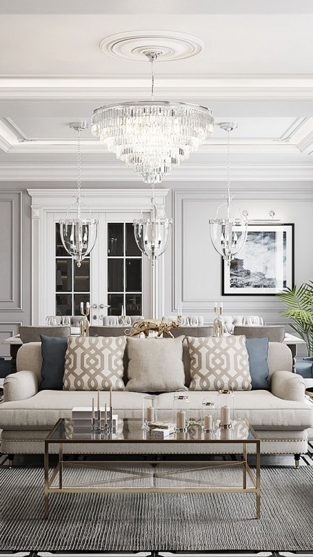 Phòng khách phong cách tân cổ điển