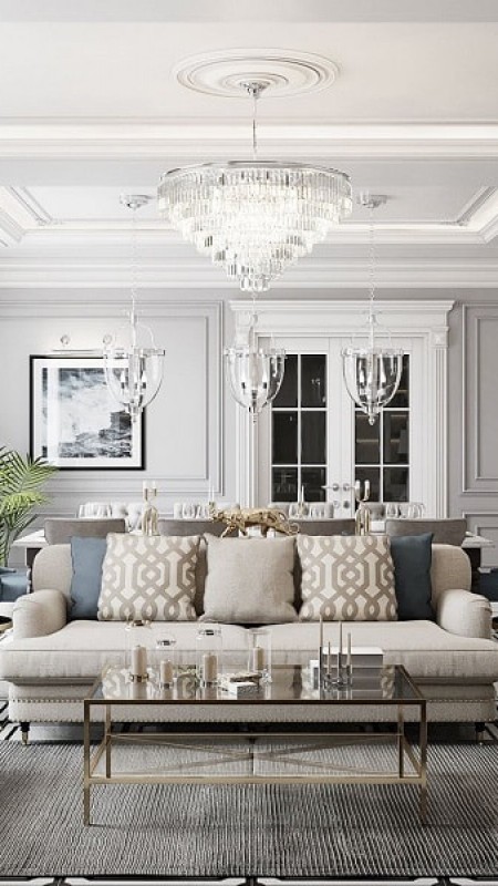 Phòng khách phong cách tân cổ điển